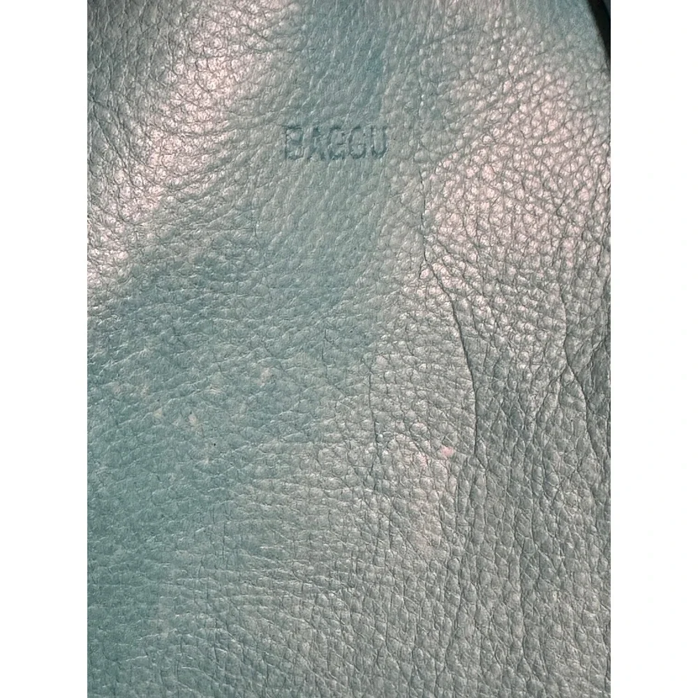 BAGGU Vintage Leather Tote Bag Rare Turquoise Blue